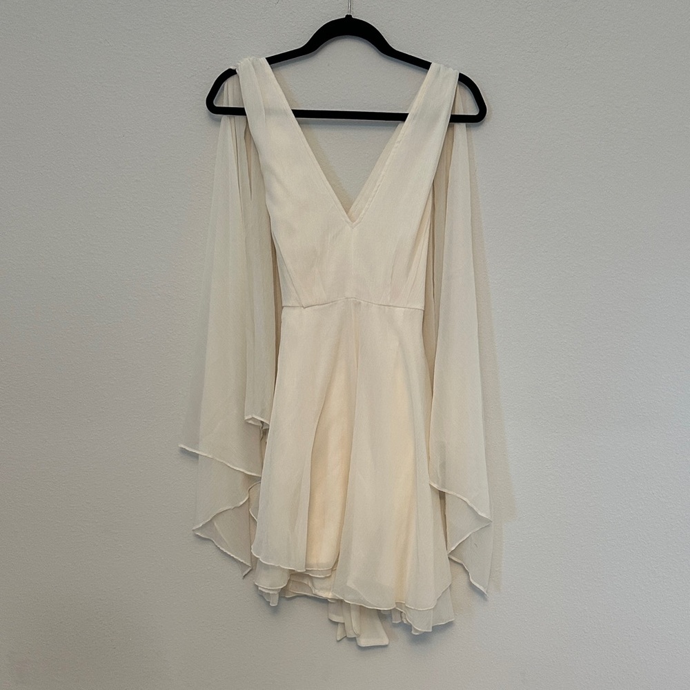 Elegant Cream V-Neck Dress